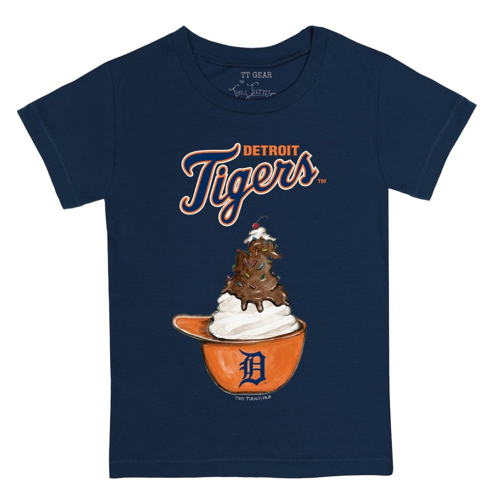 Detroit Tigers Tiny Turnip Youth Sundae Helmet T-Shirt - Navy T-shirts