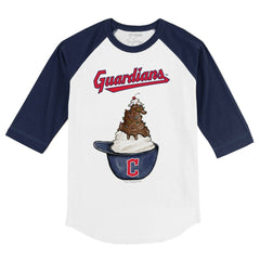 Cleveland Guardians Tiny Turnip Youth Sundae Helmet 3/4-Sleeve Raglan T-Shirt - White/Navy T-shirts