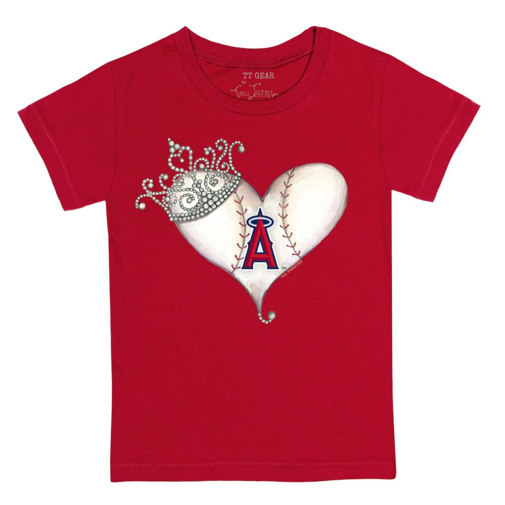 Los Angeles Angels Tiny Turnip Youth Tiara Heart T-Shirt - Red T-shirts