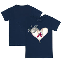 Atlanta Braves Tiny Turnip Youth Tiara Heart T-Shirt - Navy T-shirts