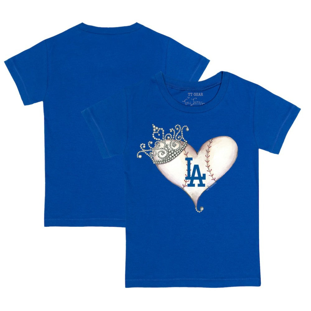 Los Angeles Dodgers Tiny Turnip Youth Tiara Heart T-Shirt - Royal T-shirts