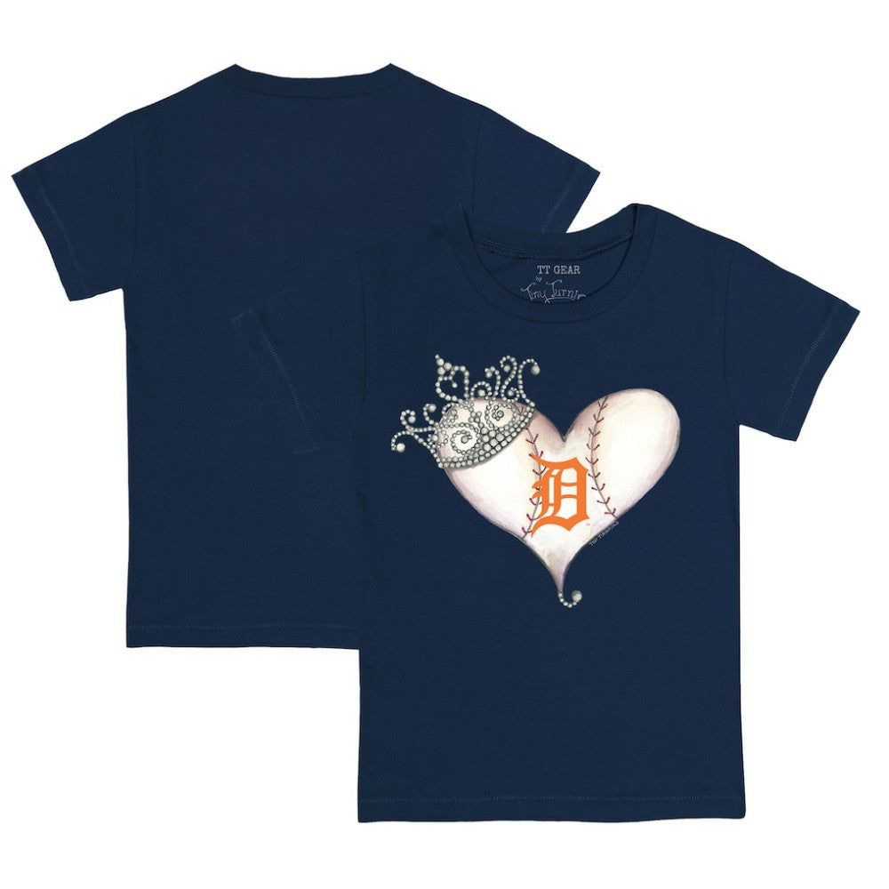 Detroit Tigers Tiny Turnip Youth Tiara Heart T-Shirt - Navy T-shirts