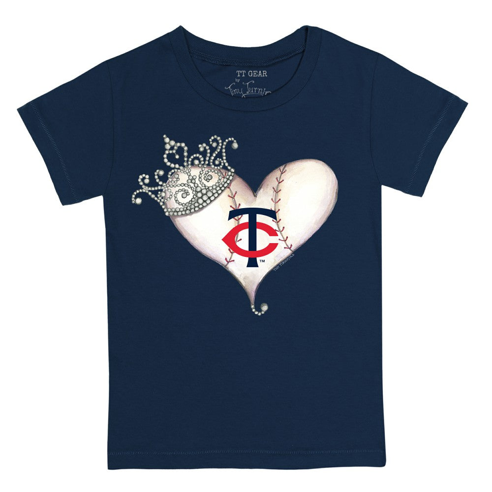 Minnesota Twins Tiny Turnip Youth Tiara Heart T-Shirt - Navy T-shirts