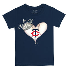 Minnesota Twins Tiny Turnip Youth Tiara Heart T-Shirt - Navy T-shirts