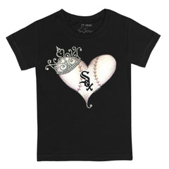 Chicago White Sox Tiny Turnip Youth Tiara Heart T-Shirt - Black T-shirts
