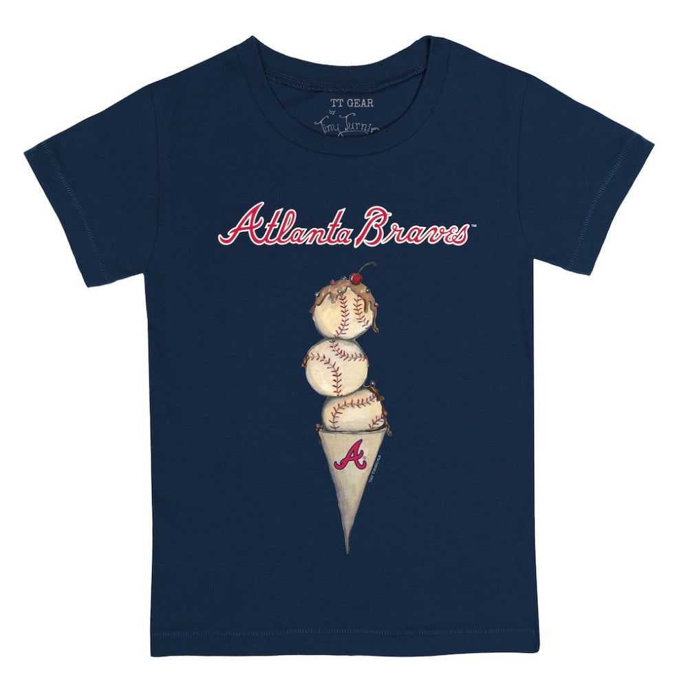 Atlanta Braves Tiny Turnip Youth Triple Scoop T-Shirt - Navy T-shirts