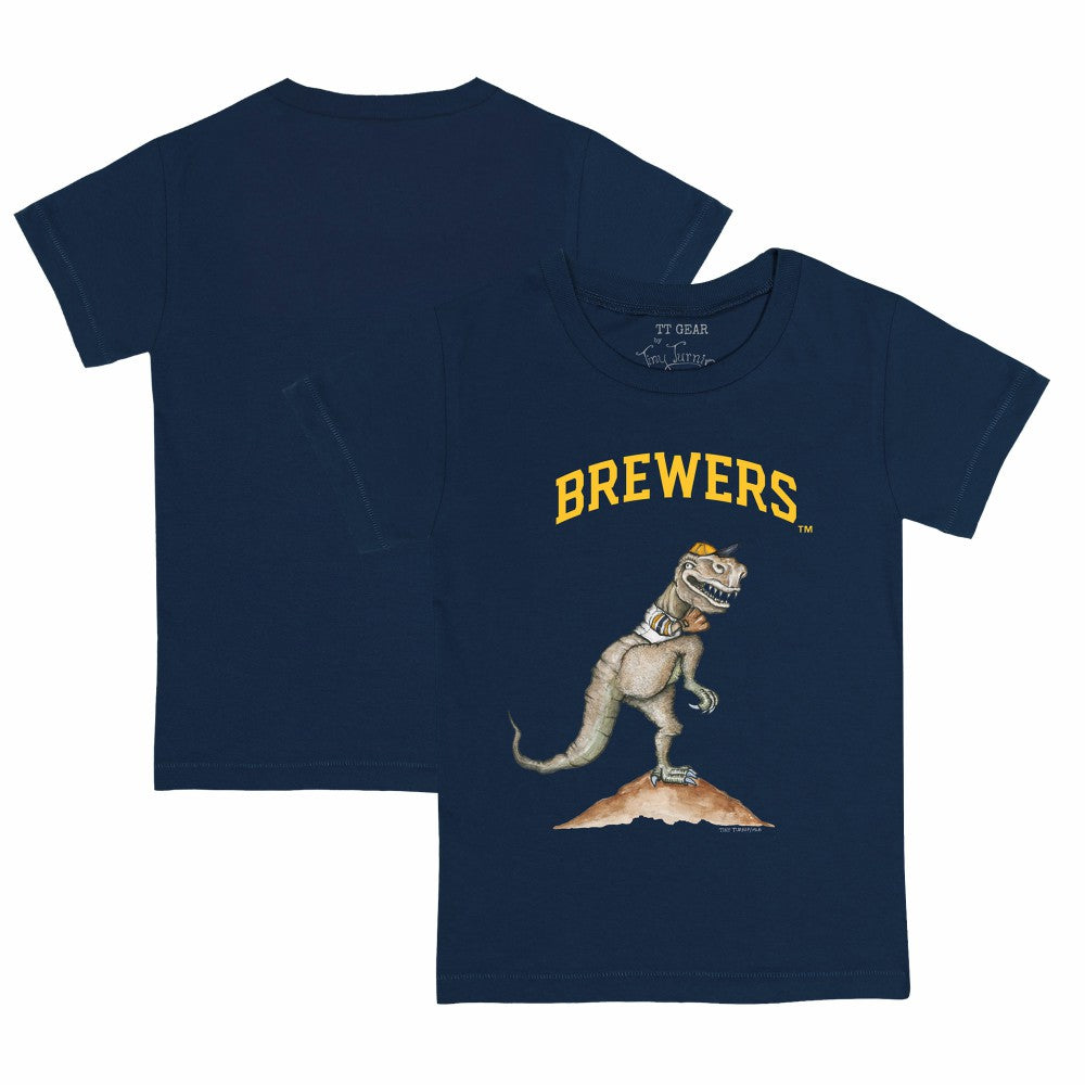 Milwaukee Brewers Tiny Turnip Youth TT Rex T-Shirt - Navy T-shirts
