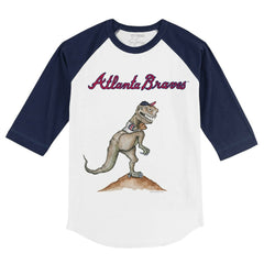 Atlanta Braves Tiny Turnip Youth TT Rex 3/4-Sleeve Raglan T-Shirt - White/Navy T-shirts