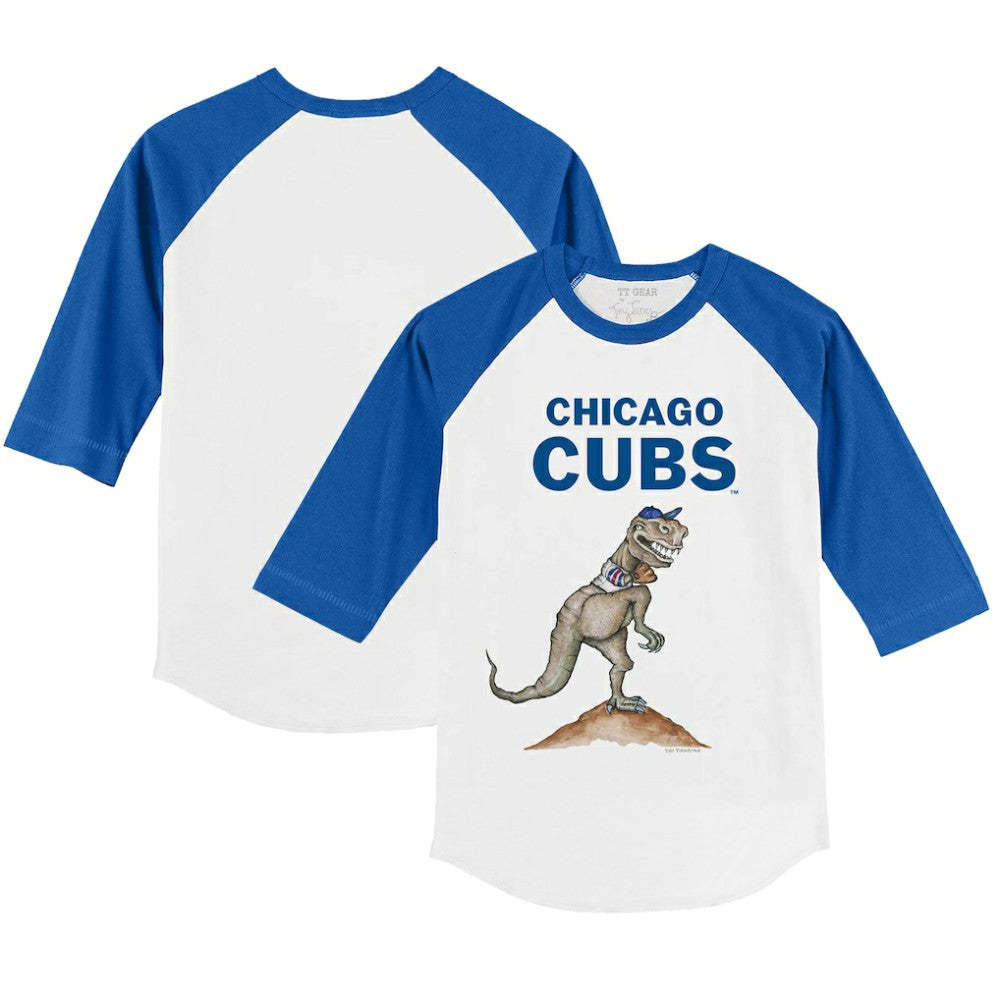 Chicago Cubs Tiny Turnip Youth TT Rex 3/4-Sleeve Raglan T-Shirt - White/Royal T-shirts