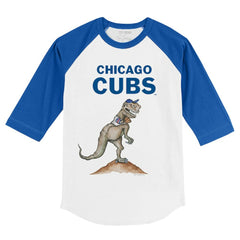 Chicago Cubs Tiny Turnip Youth TT Rex 3/4-Sleeve Raglan T-Shirt - White/Royal T-shirts