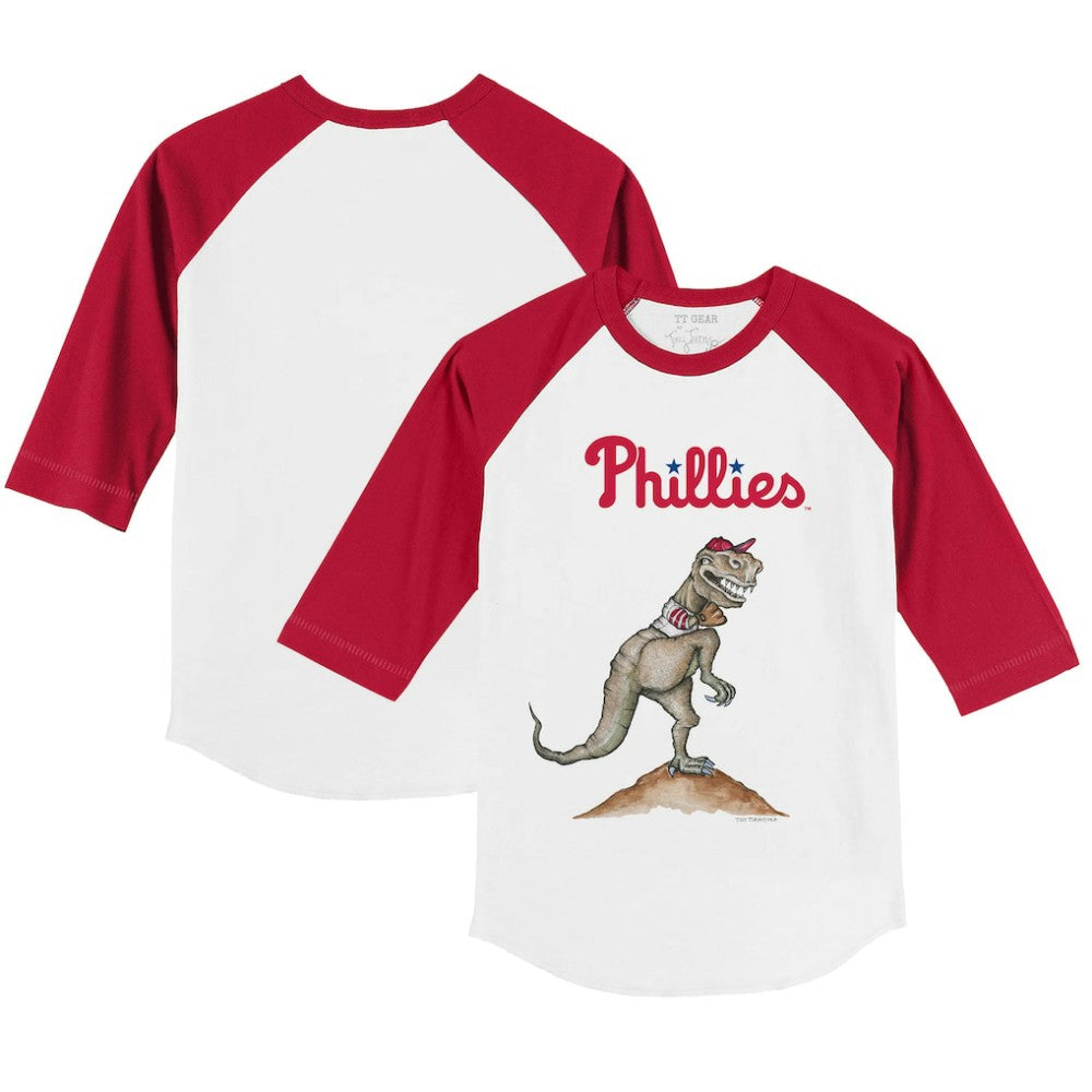 Philadelphia Phillies Tiny Turnip Youth TT Rex 3/4-Sleeve Raglan T-Shirt - White/Red T-shirts