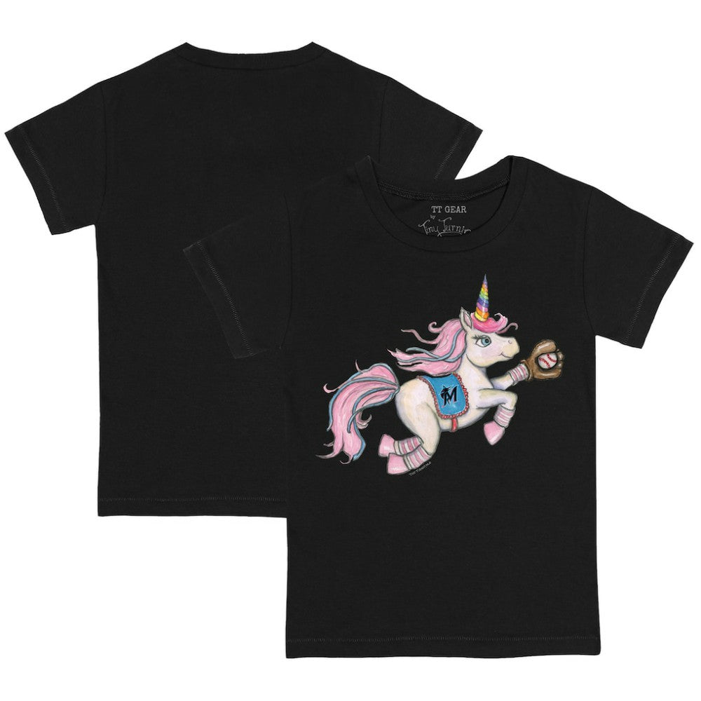 Miami Marlins Tiny Turnip Youth Unicorn T-Shirt - Black T-shirts