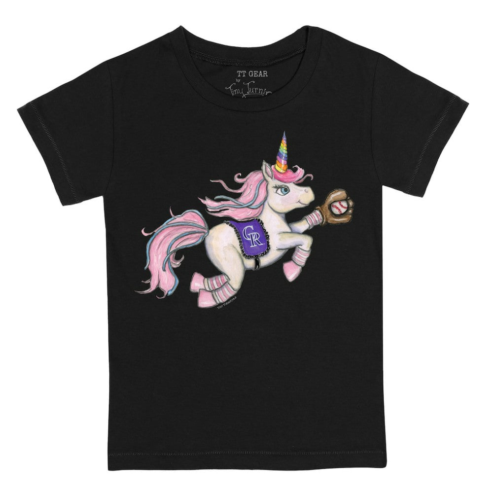 Colorado Rockies Tiny Turnip Youth Unicorn T-Shirt - Black T-shirts