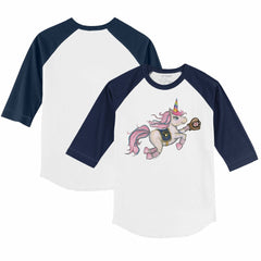 Milwaukee Brewers Tiny Turnip Youth Unicorn 3/4-Sleeve Raglan T-Shirt - White/Navy T-shirts