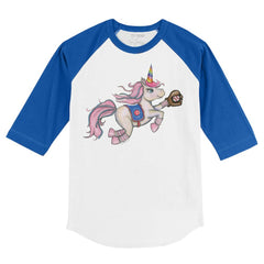 Chicago Cubs Tiny Turnip Youth Unicorn 3/4-Sleeve Raglan T-Shirt - White/Royal T-shirts
