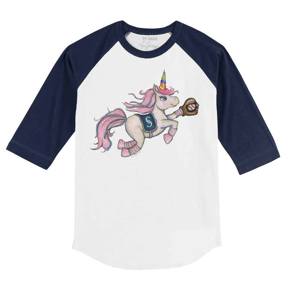 Seattle Mariners Tiny Turnip Youth Unicorn 3/4-Sleeve Raglan T-Shirt - White/Navy T-shirts
