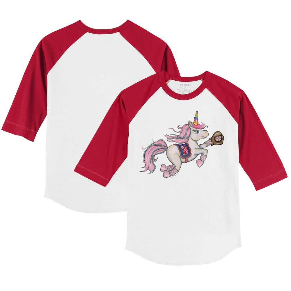 Boston Red Sox Tiny Turnip Youth Unicorn 3/4-Sleeve Raglan T-Shirt - White/Red T-shirts
