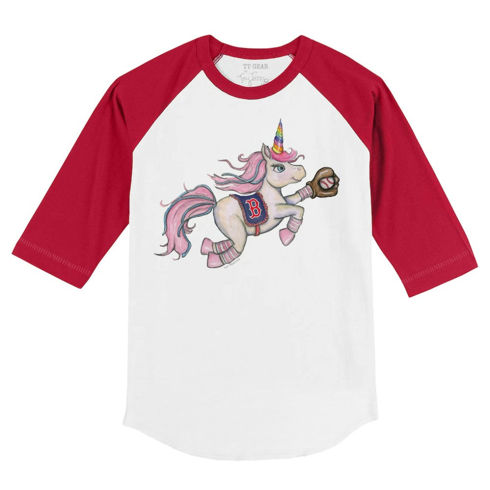 Boston Red Sox Tiny Turnip Youth Unicorn 3/4-Sleeve Raglan T-Shirt - White/Red T-shirts