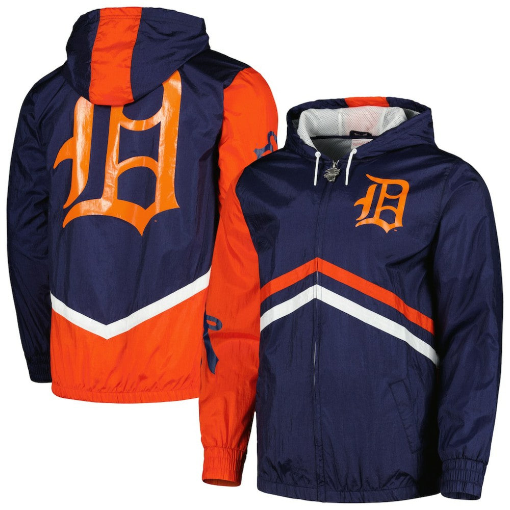 Detroit Tigers Mitchell & Ness Undeniable Full-Zip Hoodie Windbreaker Jacket - Navy Jackets