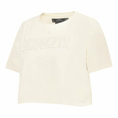 Brooklyn Nets Pro Standard Women's Neutral Boxy Crop T-Shirt Cream