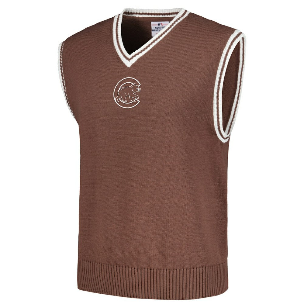 Chicago Cubs PLEASURES Knit V-Neck Pullover Sweater Vest - Brown Pullover