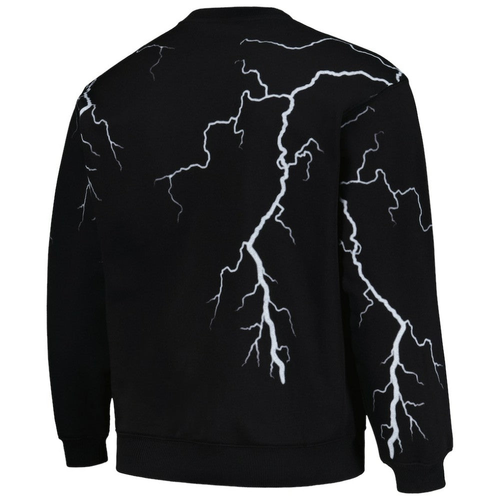 Boston Red Sox PLEASURES Lightning Crewneck Pullover Sweatshirt - Black Pullover
