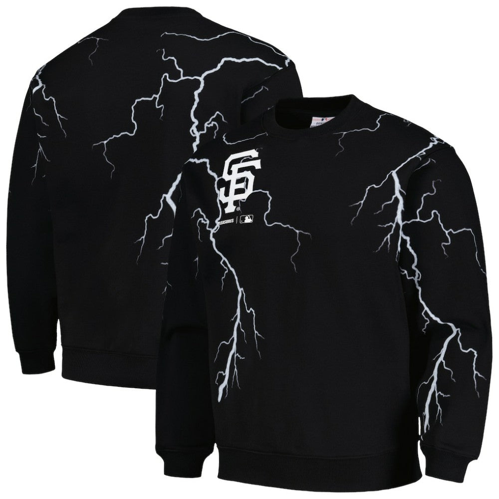 San Francisco Giants PLEASURES Lightning Crewneck Pullover Sweatshirt - Black Pullover