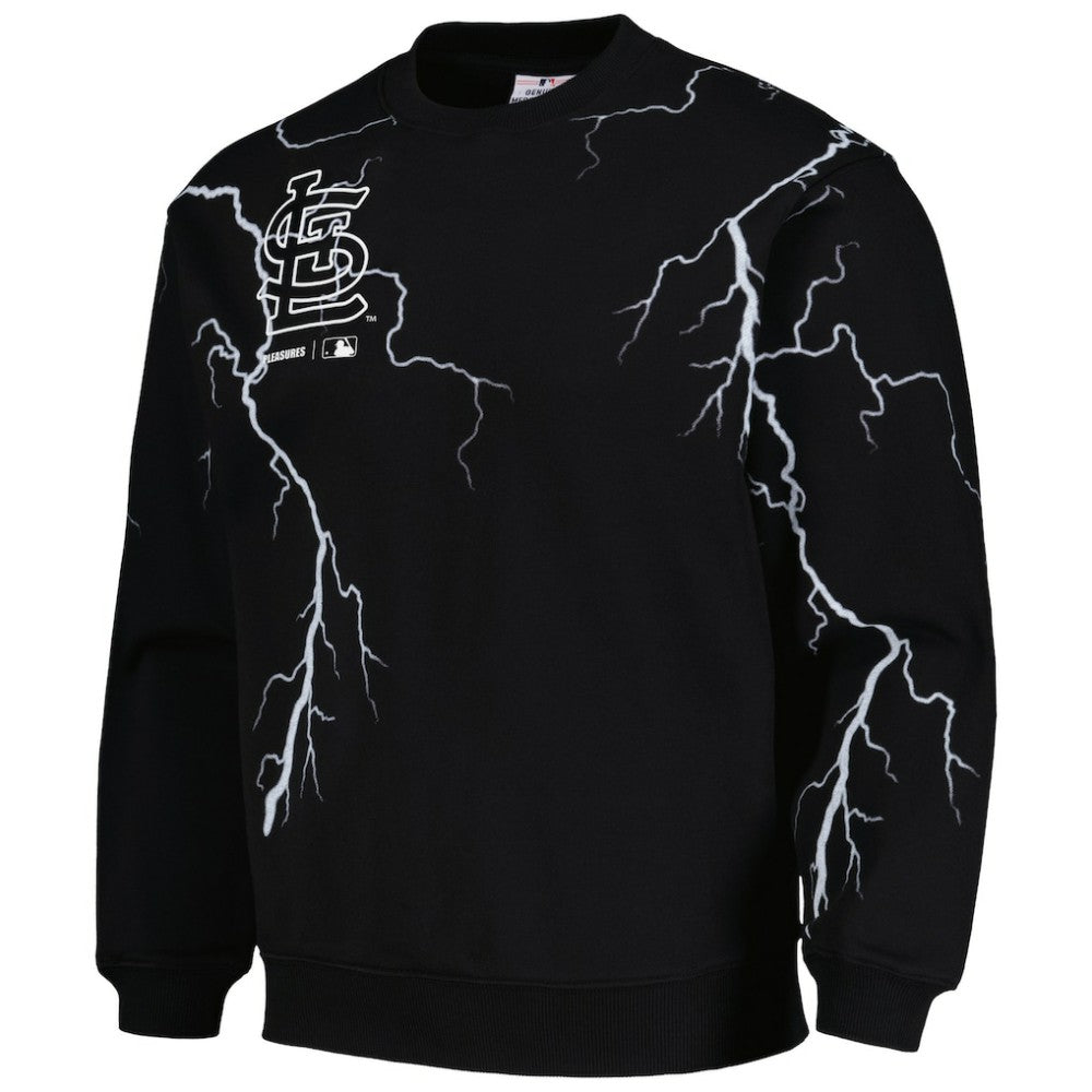 St. Louis Cardinals PLEASURES Lightning Crewneck Pullover Sweatshirt - Black Pullover