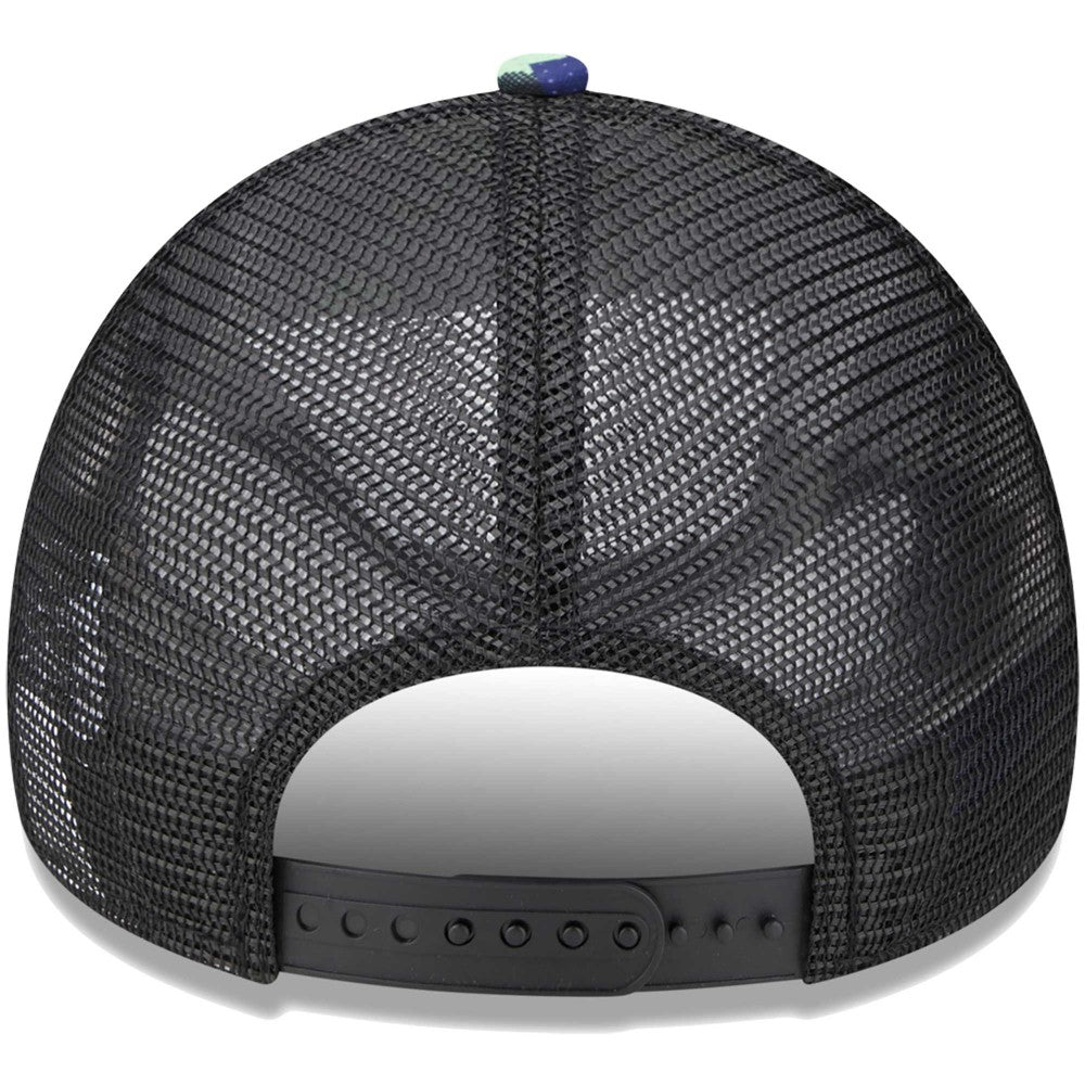 Tottenham Hotspur New Era Black Glitch All Over Print E-Frame Trucker Adjustable Hat - New Era