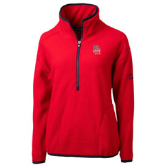 San Diego Padres Cutter & Buck Women's Americana Logo Cascade Eco Sherpa Fleece Half-Zip Pullover Jacket - Red Jackets