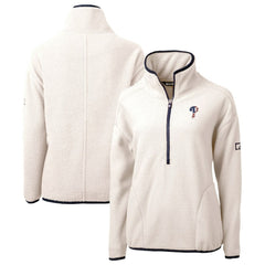 Philadelphia Phillies Cutter & Buck Women's Americana Logo Cascade Eco Sherpa Fleece Half-Zip Pullover Jacket - White Jackets