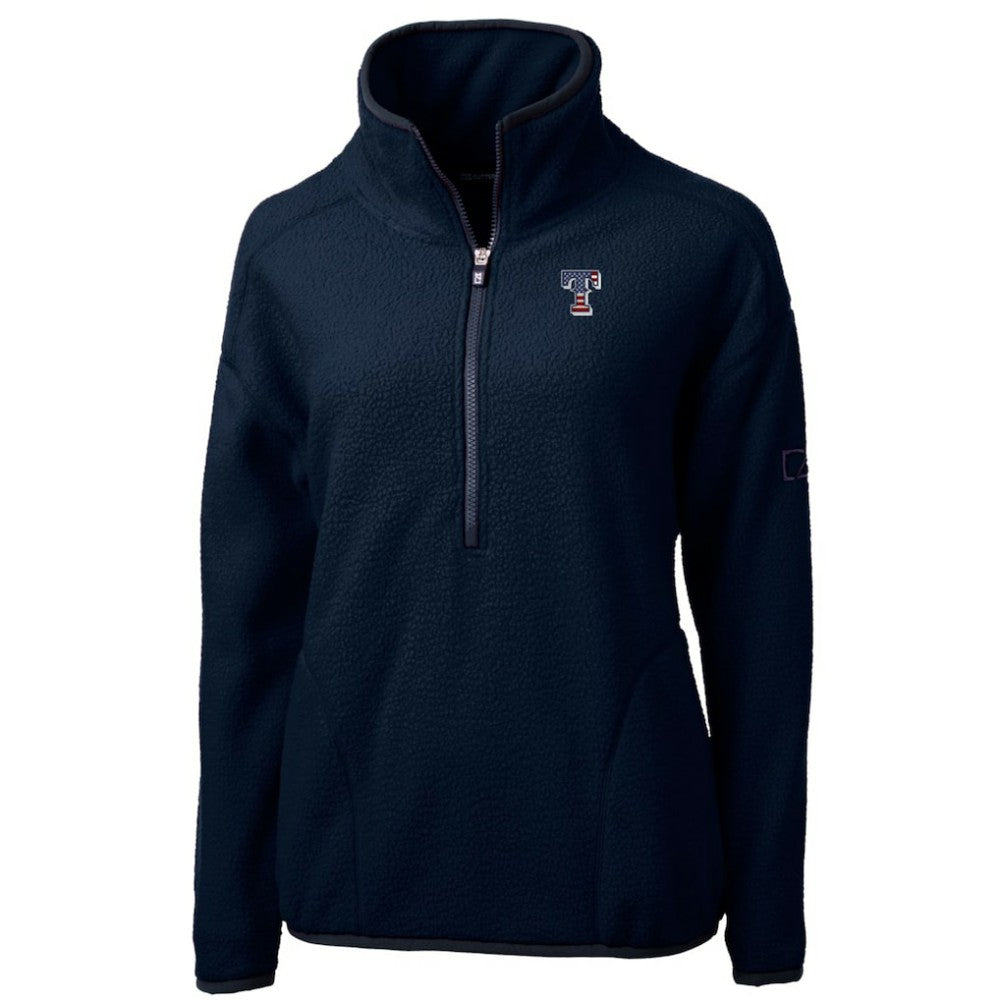 Texas Rangers Cutter & Buck Women's Americana Logo Cascade Eco Sherpa Fleece Half-Zip Pullover Jacket - Navy Jackets