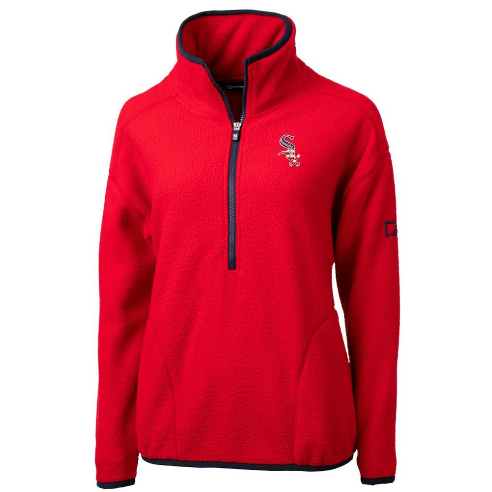 Chicago White Sox Cutter & Buck Women's Americana Logo Cascade Eco Sherpa Fleece Half-Zip Pullover Jacket - Red Jackets