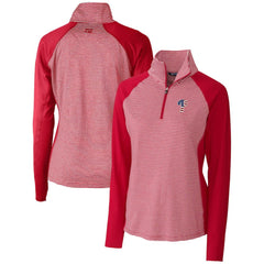 Philadelphia Phillies Cutter & Buck Women's Americana Logo Forge Tonal Stripe Stretch Half-Zip Pullover Top - Cardinal Pullover
