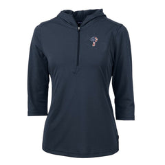 Philadelphia Phillies Cutter & Buck Women's Americana Logo DryTec Virtue Eco Pique Recycled Half-Zip Pullover Hoodie - Navy Hoodies