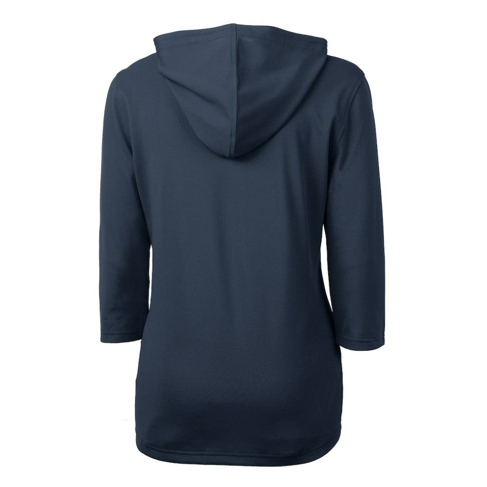 Detroit Tigers Cutter & Buck Women's Americana Logo DryTec Virtue Eco Pique Recycled Half-Zip Pullover Hoodie - Navy Hoodies