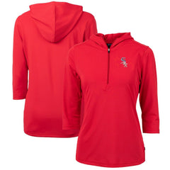 Chicago White Sox Cutter & Buck Women's Americana Logo DryTec Virtue Eco Pique Recycled Half-Zip Pullover Hoodie - Red Hoodies
