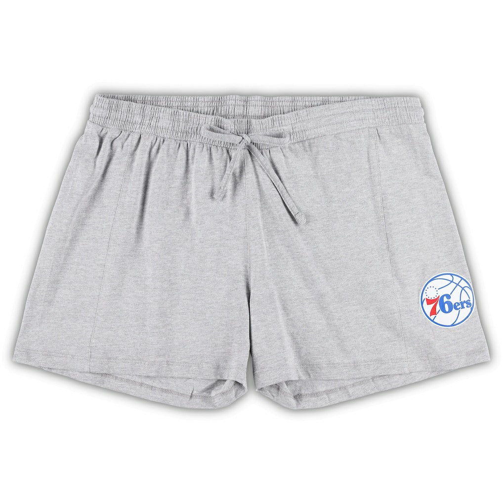 Philadelphia 76ers Women's Plus Size T-Shirt & Shorts Combo Set Royal/Heather Gray - Fanatics