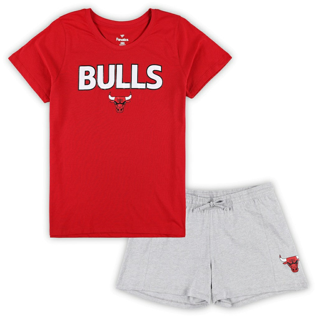 Chicago Bulls Women's Plus Size T-Shirt & Shorts Combo Set Red/Heather Gray - Fanatics