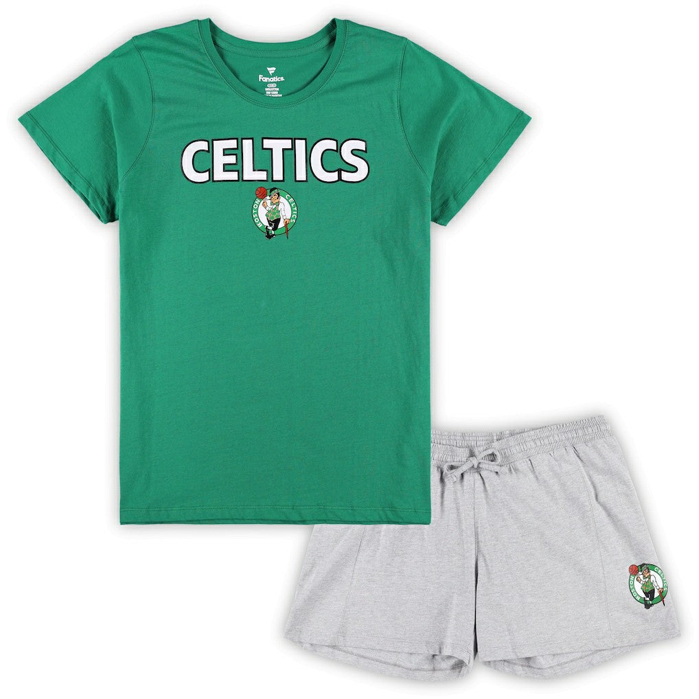 Boston Celtics Women's Plus Size T-Shirt & Shorts Combo Set Kelly Green/Heather Gray - Fanatics