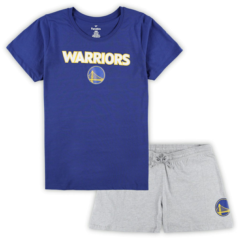 Golden State Warriors Women's Plus Size T-Shirt & Shorts Combo Set Royal/Heather Gray - Fanatics outlet