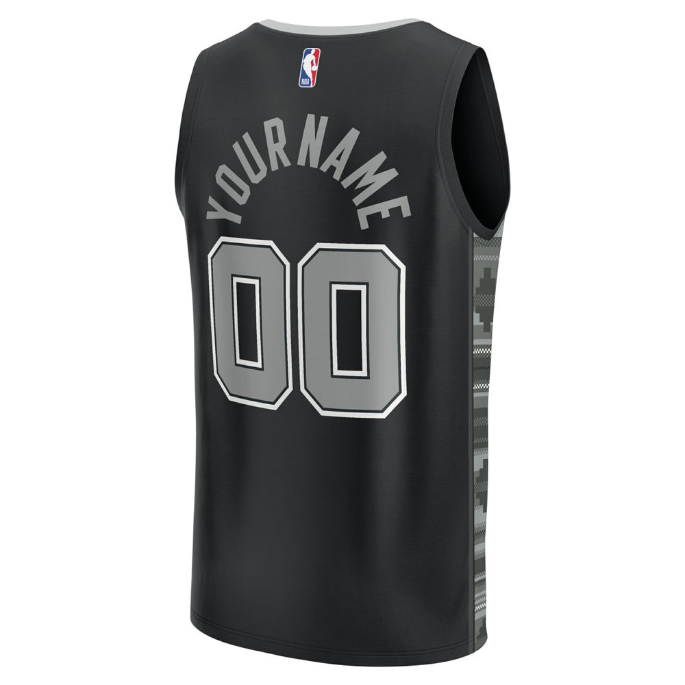 San Antonio Spurs Fast Break Custom Replica Jersey Black Statement Edition - Fanatics