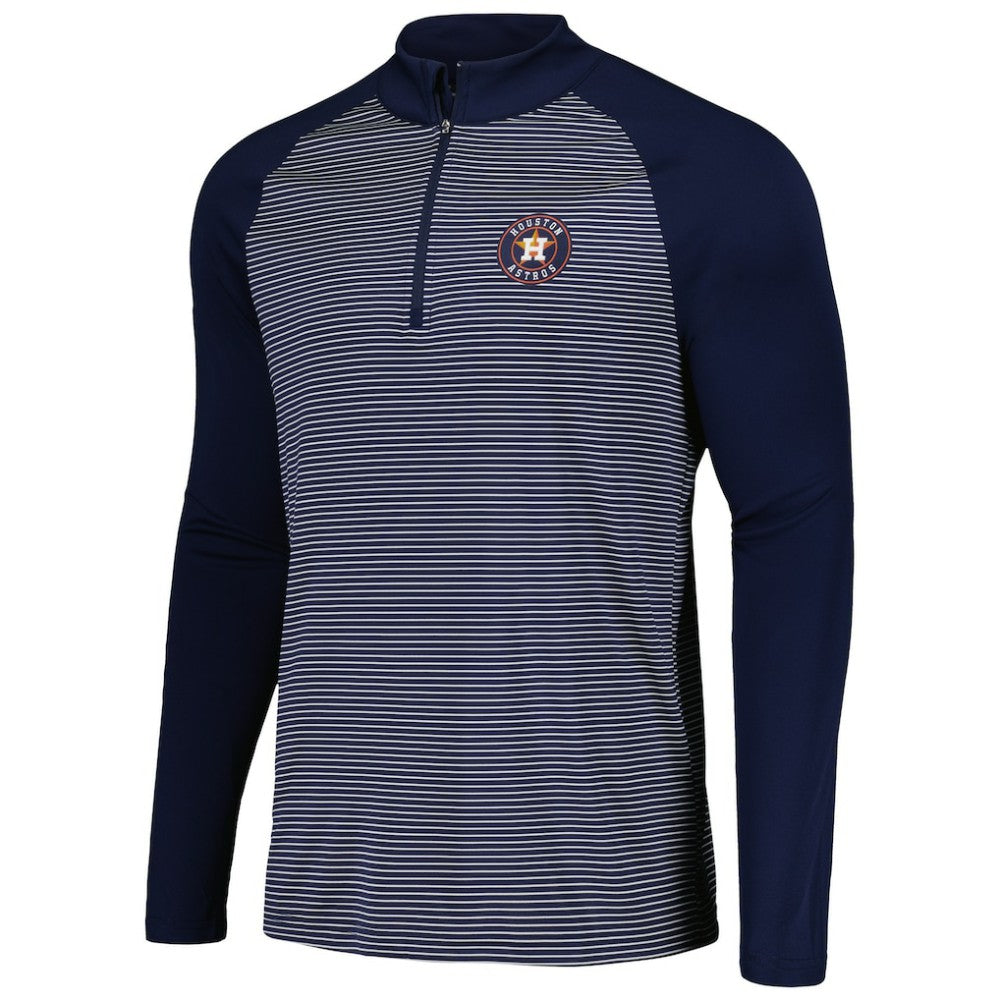 Houston Astros Levelwear Charter Striped Raglan Quarter-Zip Top - Navy Tops