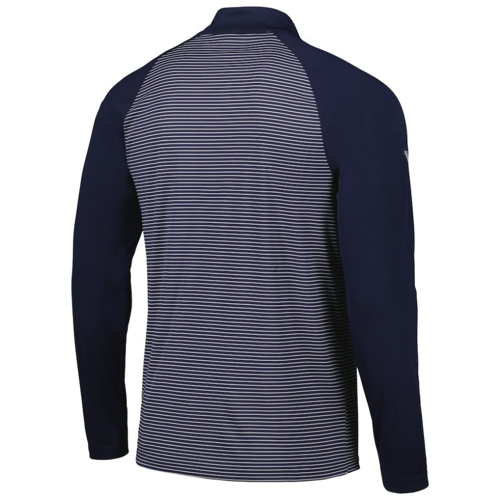 Seattle Mariners Levelwear Charter Striped Raglan Quarter-Zip Top - Navy Tops