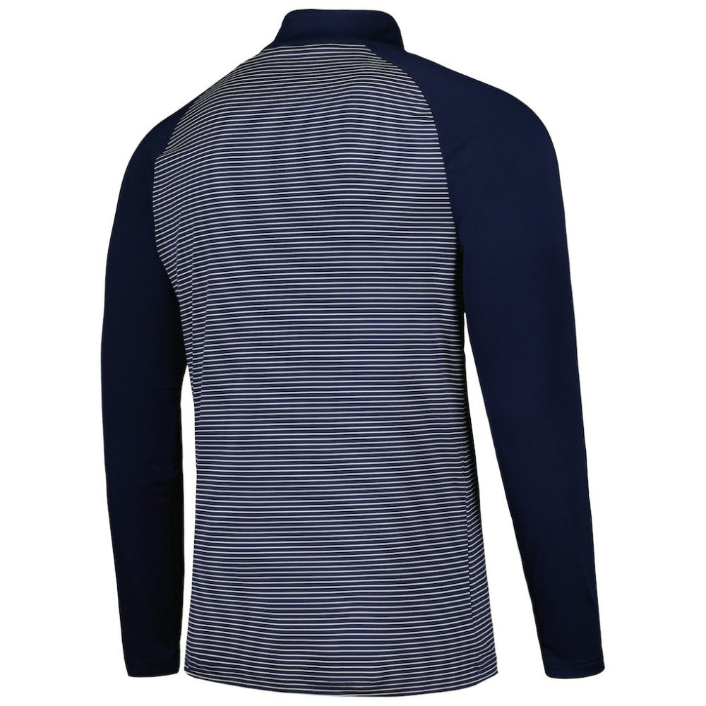 Atlanta Braves Levelwear Charter Striped Raglan Quarter-Zip Top - Navy Tops