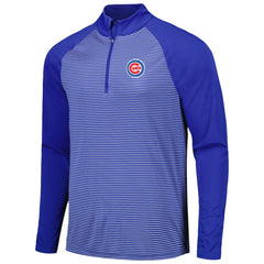 Chicago Cubs Levelwear Charter Striped Raglan Quarter-Zip Top - Royal Tops
