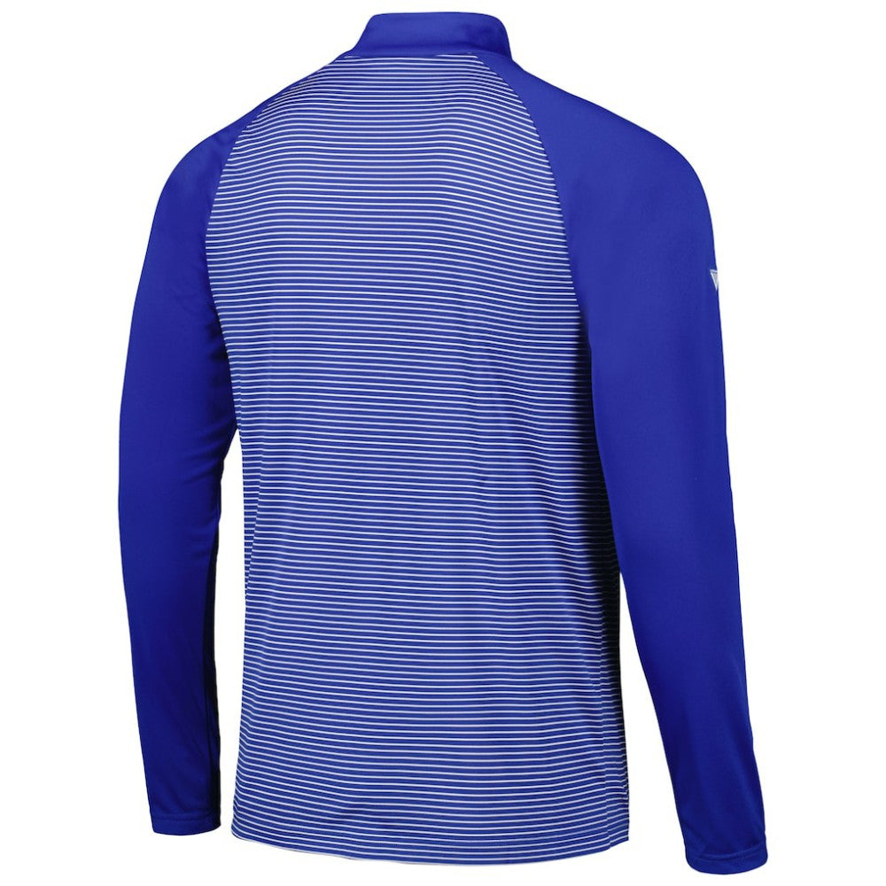 Chicago Cubs Levelwear Charter Striped Raglan Quarter-Zip Top - Royal Tops