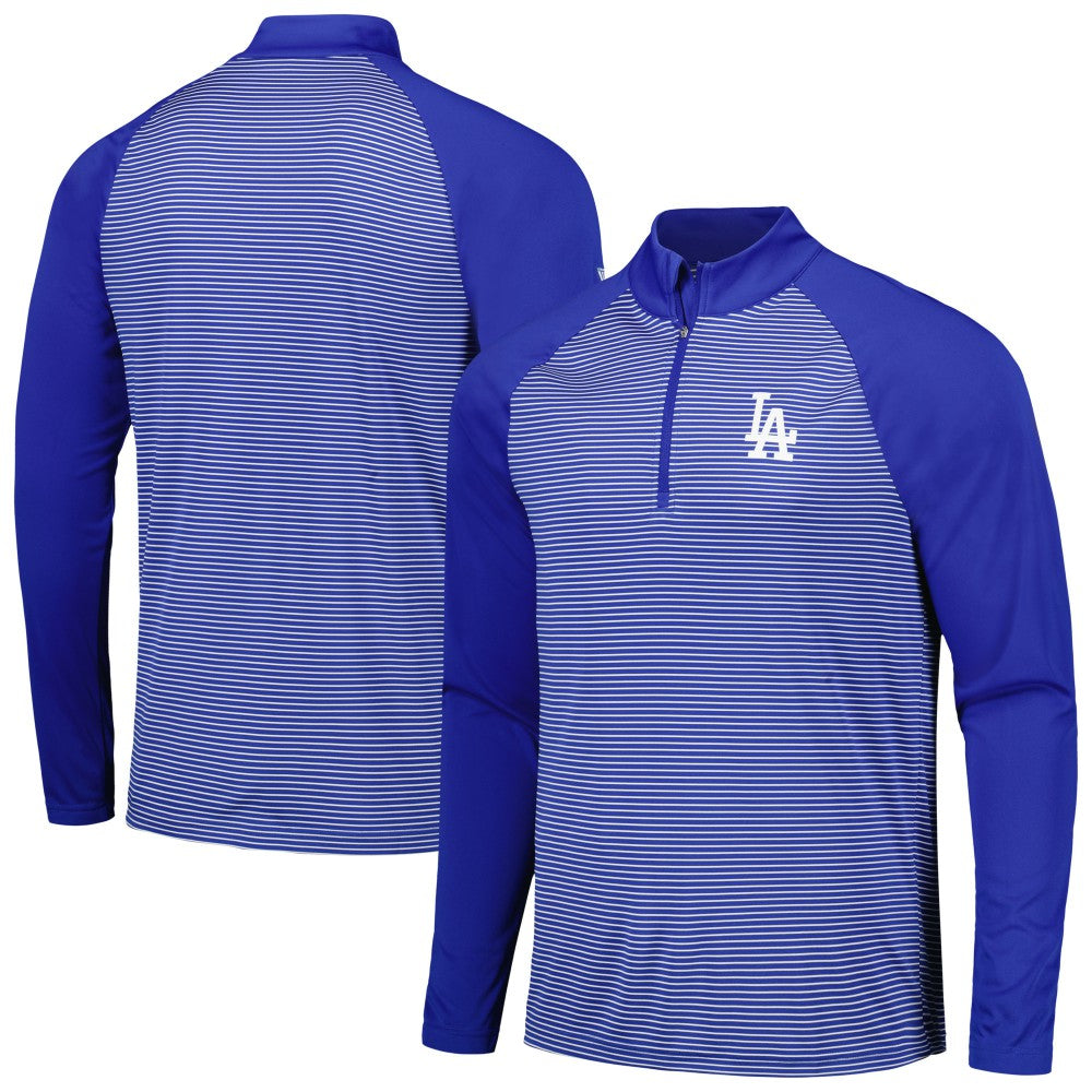 Los Angeles Dodgers Levelwear Charter Striped Raglan Quarter-Zip Top - Royal Tops