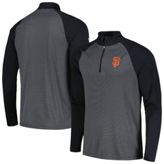 San Francisco Giants Levelwear Charter Striped Raglan Quarter-Zip Top - Black Tops