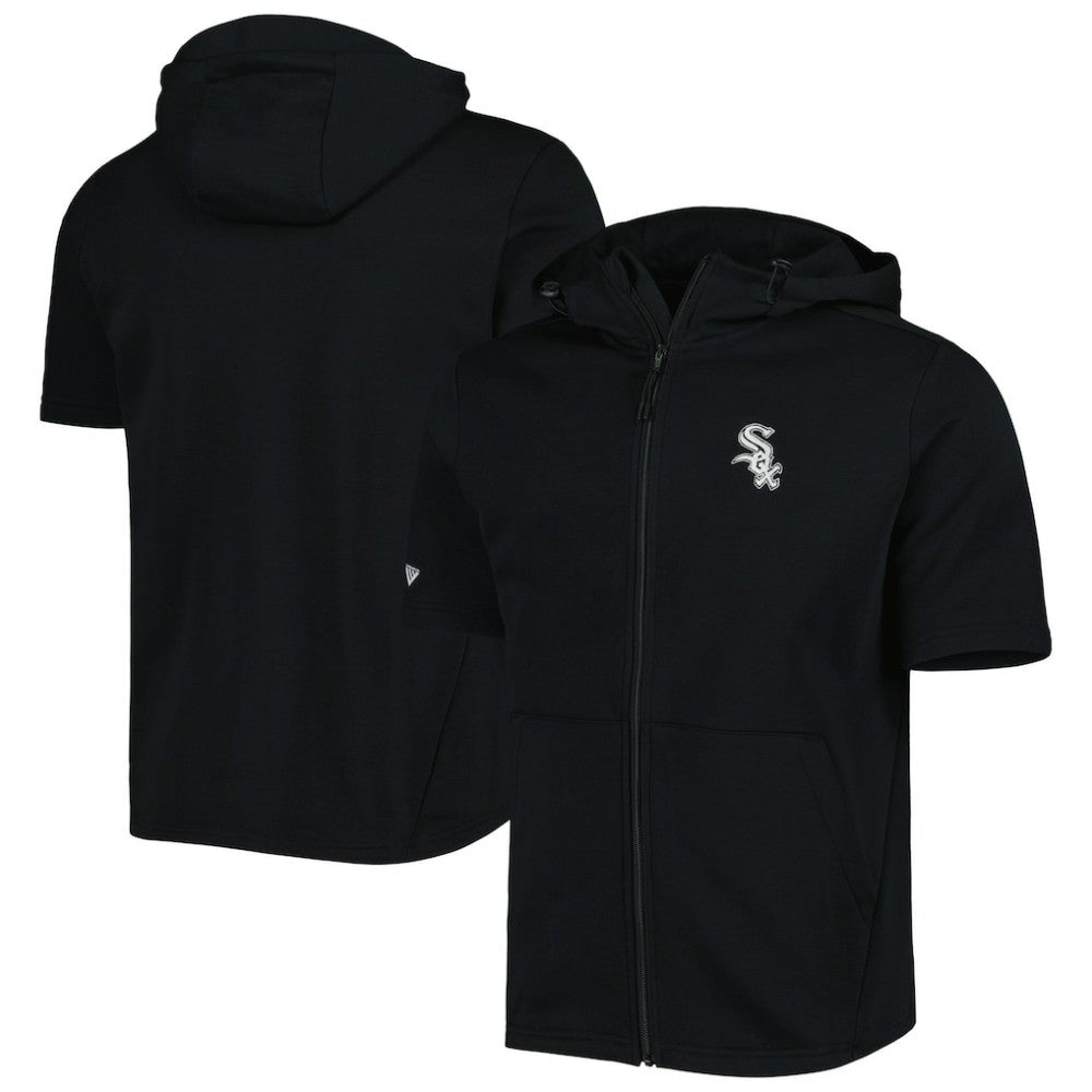 Chicago White Sox Levelwear Recruit Full-Zip Short Sleeve Hoodie - Black Hoodies